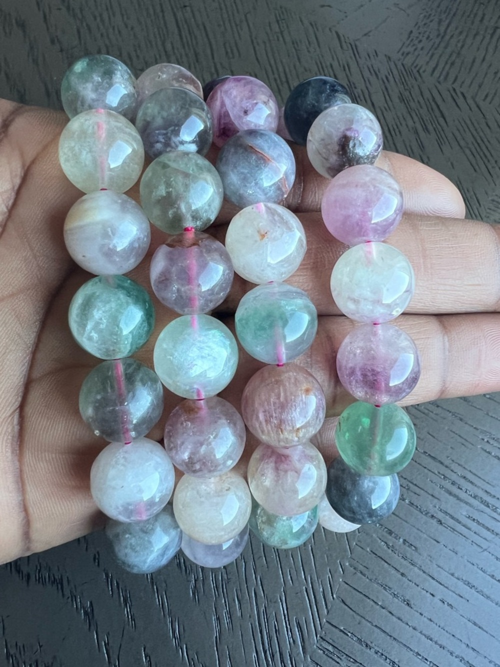 ( ONE ) Colorful Fluorite bracelet 13mm SIZE 6.75’ - Picture 6 of 6